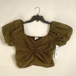Lily Star size medium NWT cropped blouse, top, shirt, gingham pattern